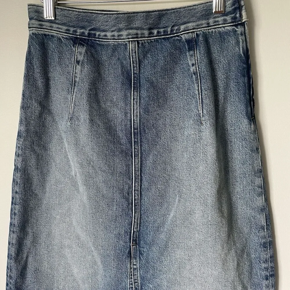 Madewell Denim Midi Pencil Skirt Billings Wash Blue Cottagecore Women's Size 26